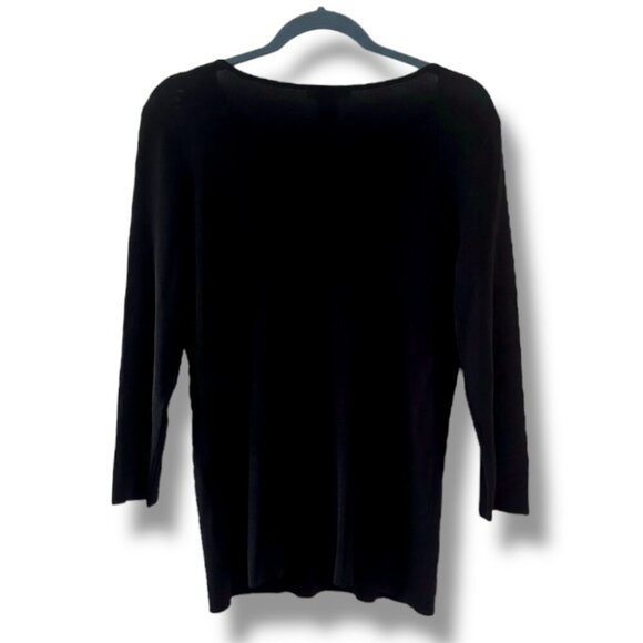 Vintage Sweaterworks Black Ribbed Sequin Cocktail Drinks Top Women's Size Large - Picture 2 of 14